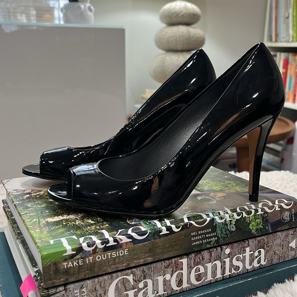 Stuart Weitzman | Black Patent Open Toe Pumps - image 3